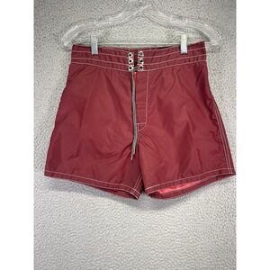 Birdwell Beach Britches Board Shorts Mens 29 Maroon Nylon Swim USA Surf